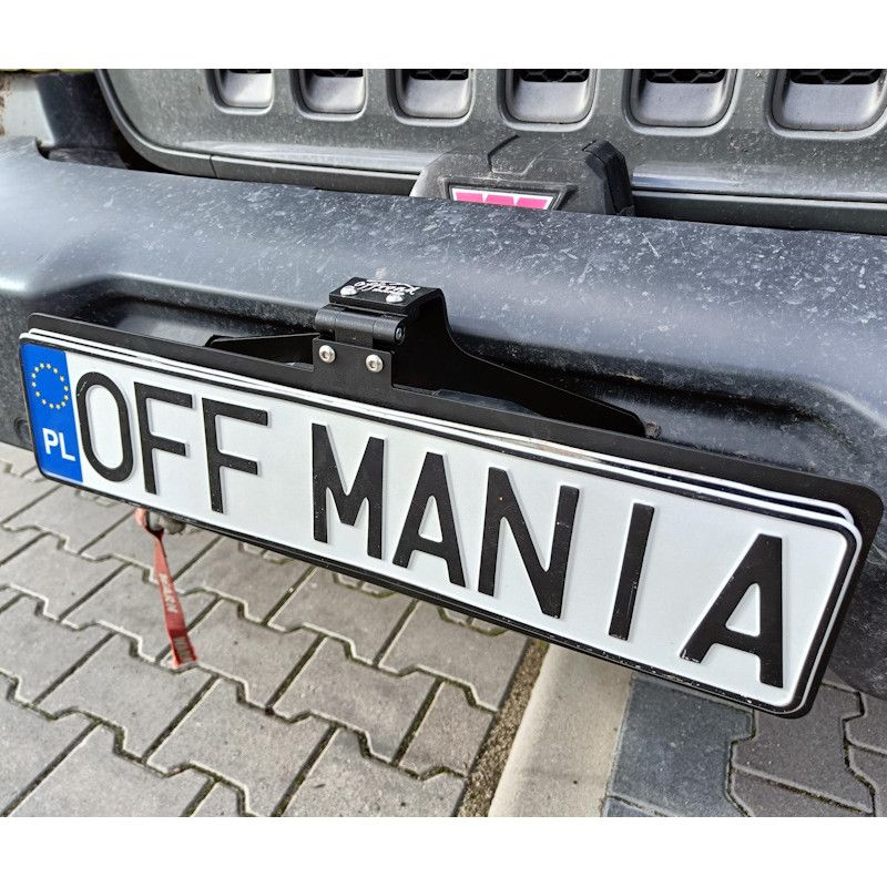 Portamatrículas plegable para cabrestante